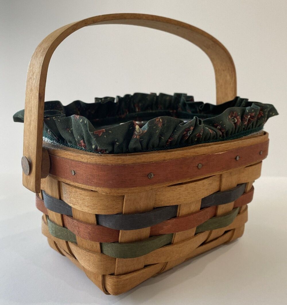 Longaberger Basket 1991 Shades of Autumn Acorn Liner Protector Swing Handle